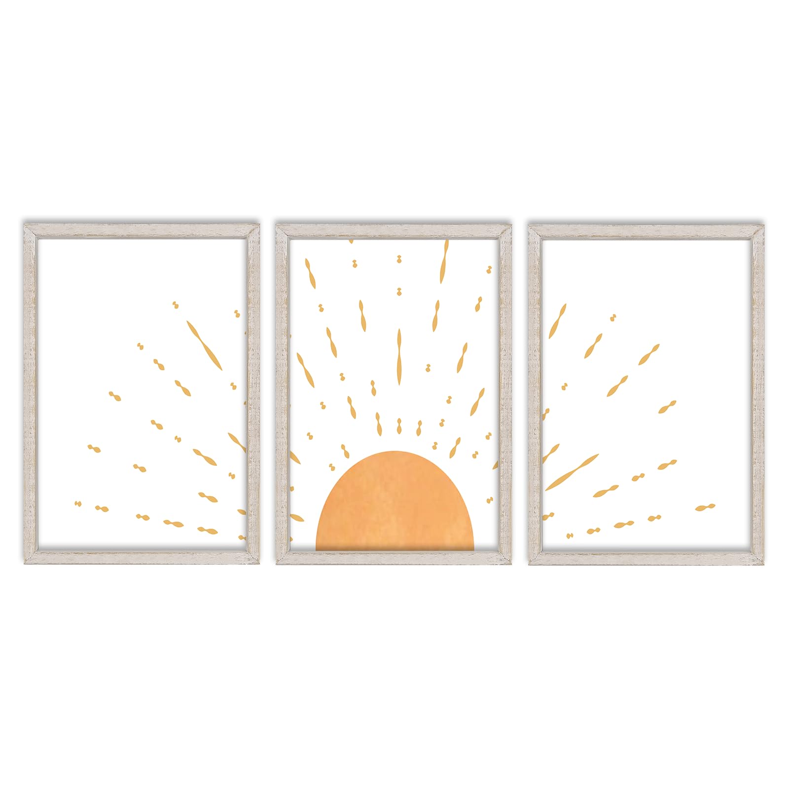 Photo 1 of Boho Sun Rising on the Horizon Wall Art Decor 16 x 11 Inch Set of 3 Sign Nature Illustrations Line Art Wood Framed Modren Farmhouse Living Room Style Home Bedroom Office Wall Hanging (Wood)