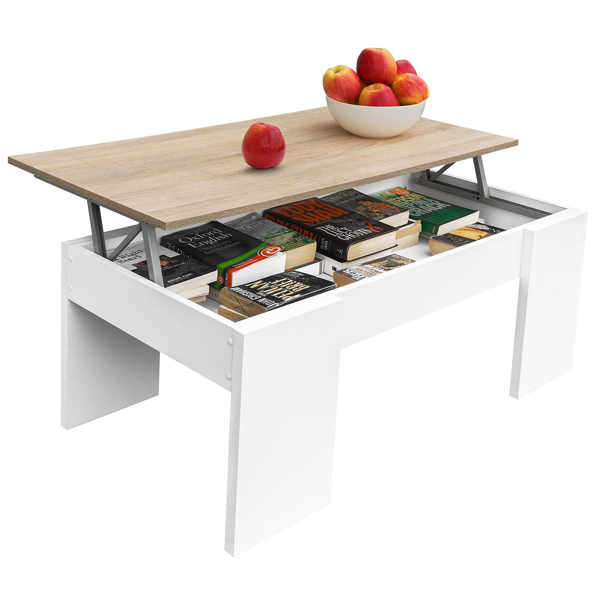 COMIFORT Mesa Centro Elevable Extensible - Funcional con Gran Almacenaje, Estilo Moderno