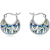 SHEAISRS Tree of Life/Sunflower/Mountain/Daisy/Flower/Dragonfly/Butterfly/Earrings 925 Sterling Silver Hoop Earrings for Women