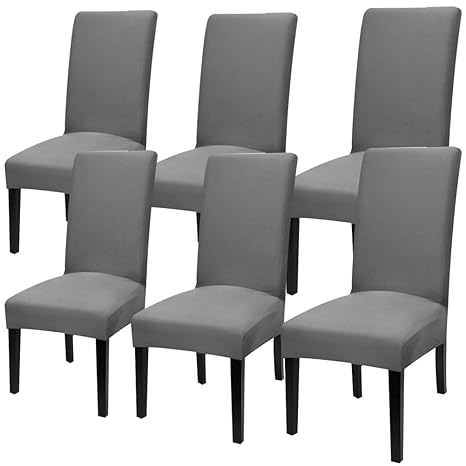 YISUN Universal Stretch Stuhlhussen 4er 6er Set Stuhlbezug für Stuhl Dunkelgrau