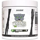 Wrecked Core - All-in-One Pre-Workout Supplement for Men & Women, Increase Energy, Focus & Pumps with L-Citrulline, Beta-Alanine, L-Tyrosine & More (30 Servings) - Green Apple