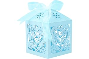 Lucky Monet 25/50/100PCS Love Heart Laser Cut Wedding Candy Gift Box Chocolate Box for Wedding Favor Birthday Party Bridal Sh