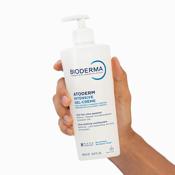BIODERMA ATODERM INTENSIVE GEL-CREAM, SOOTHING BODY MOISTURIZER FOR DRY TO ATOPIC SENSITIVE SKIN, 24-HOUR HYDRATION, 16.9 FL OZ