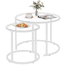 aboxoo White Nesting Glass Table Set of 2, Small