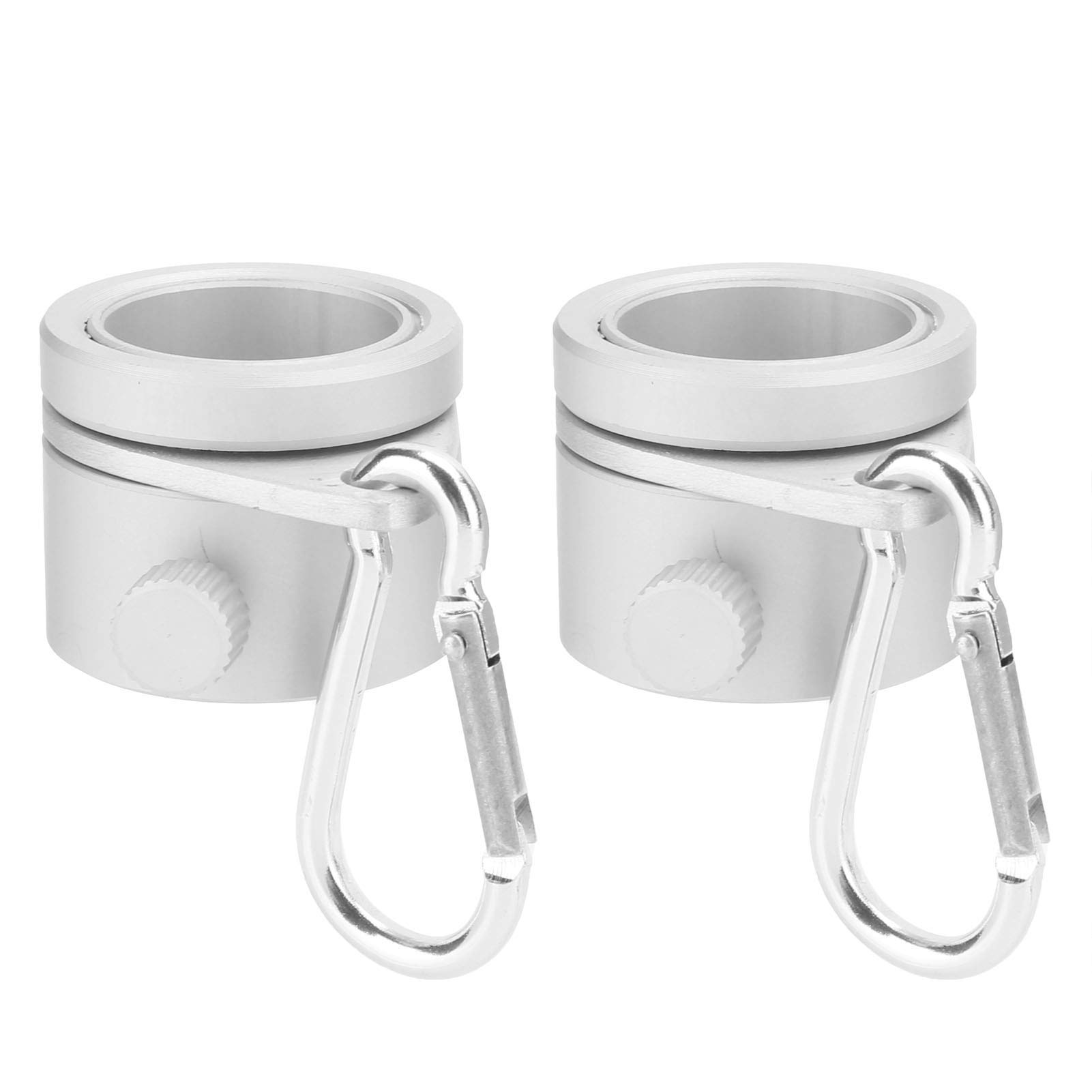 HERCHR 2Pcs Flagpole Mounting Rings, 360 Degree Rotating Flag Pole Rings Aluminum Alloy Adjustable Fasteners Anti Wrap Spinning Flag Pole Accessories with Carabiners for 0.75-1.02Inch Dia Flag Pole