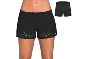 ChinFun Women's Board Shorts Swimswear Bottoms Tankini Swim Bathing Briefs Swimsuit Boardshorts Beach Trunks with Liner