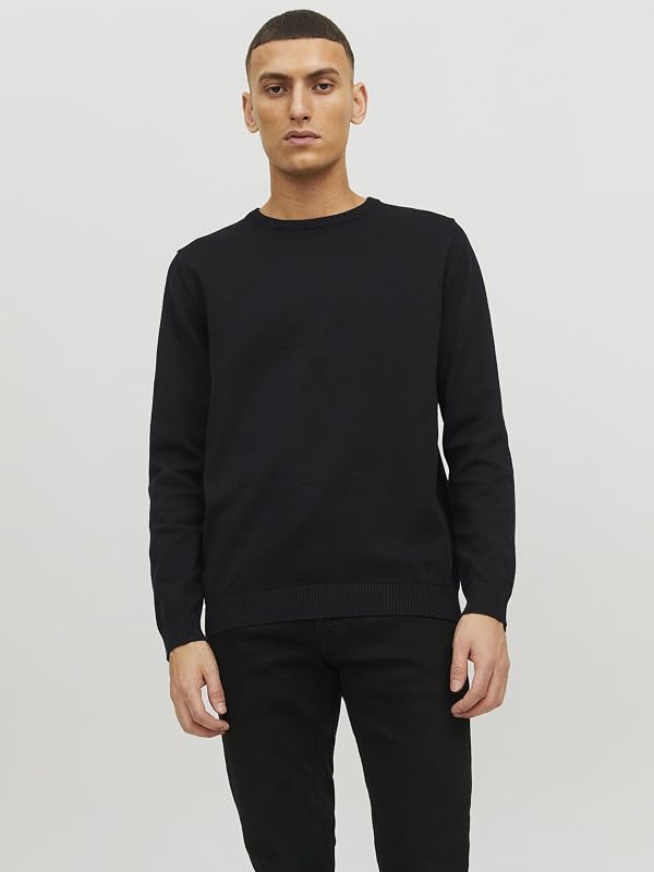 Jjebasic Knit Crew Neck Noos Felpa, Nero (Navy Blazer), M Uomo