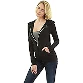AmélieBoutik Women Cotton Blend Hoodie Zip Up Kangaroo Pocket Long Sleeve Jacket