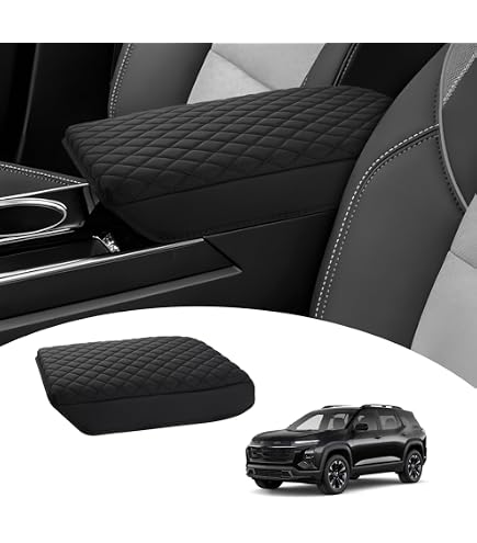 QianBao Leather Center Console Armrest Cover For Chevy Equinox 2018-2023 & GMC Terrain 2017-2023 (Black-Red Stitching) - View #6