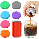 6 Pack Silicone Soda Can Cover, Emptycolor Reusable Soda Can Lids to Keep Carbonation, BPA Free Pop Can Caps Tops Savers Stopper for Drink, Beer, Beverage, Juice, Coke, Fits Standard Cans