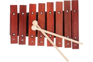 ibasenice 8-Note Wooden Xylophone for Kids Musical Instrument with Mallets Light Brown Wood Percussion Educational Toy for Ea