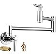 iVIGA Wall Faucet, Pot Fillers Wall Mount for Kitchen, Solid Copper Chrome Pot Filler Single Hole Folding Faucet with Double Joint Swing Arm Pot Filler Over Stove