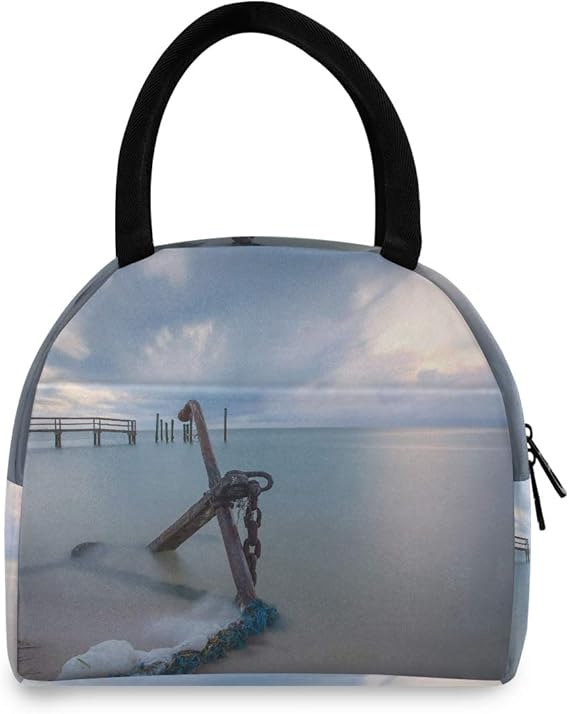 Almuerzo para hombre Bolso de mano Ancla y playa a lo largo de