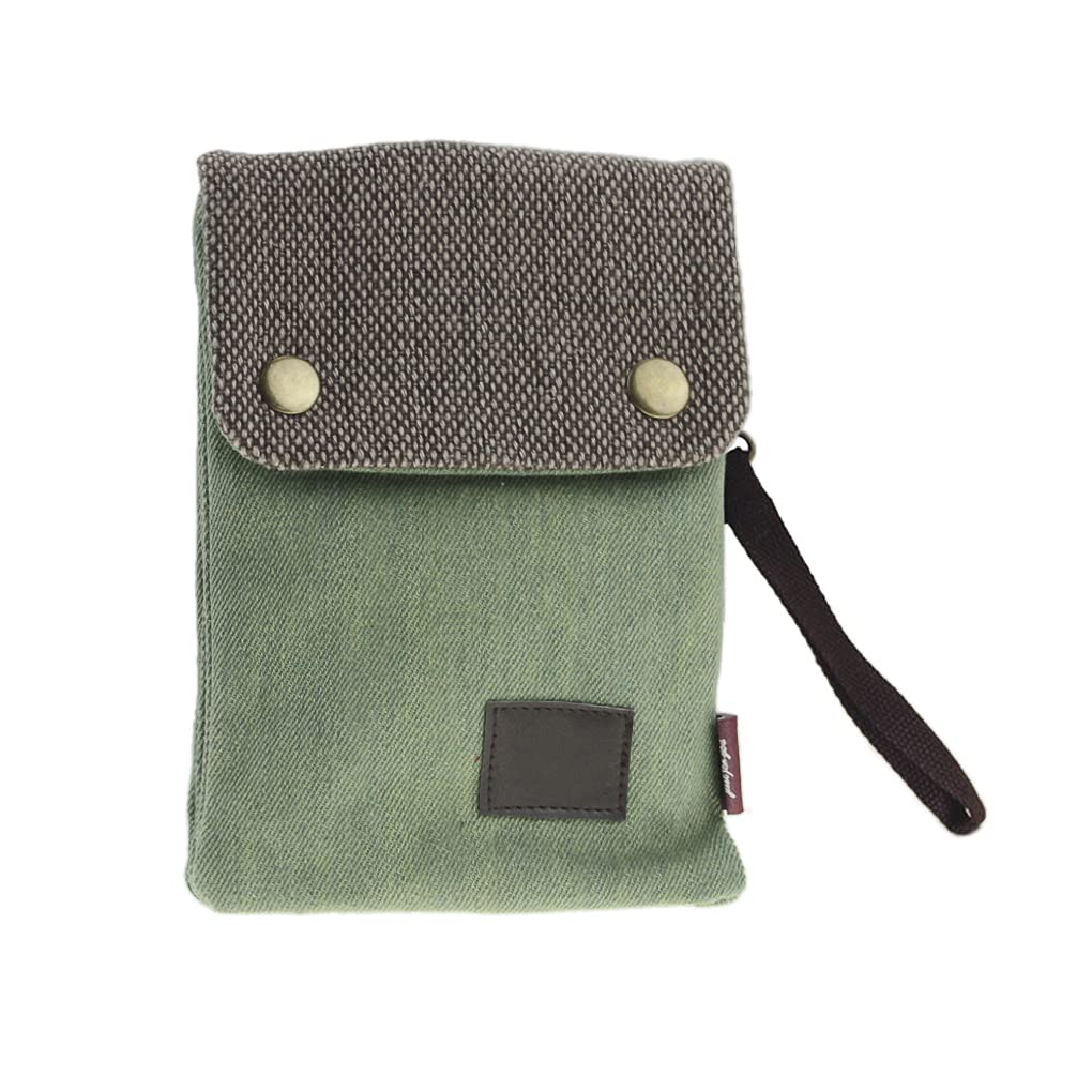 Cell Phone Holder Mini Crossbody Bag Purse Shoulder Bag Smartphone Mobilephone Wallet Unisex Cotton Canvas Bag Purse for Keys, Coins, Passport, Cell Phone, Candy Clutch Handbag Green