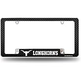 Rico Industries NCAA Carbon Fiber 12" x 6" Chrome All Over Automotive License Plate Frame for Car/Truck/SUV