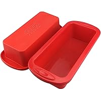 SILIVO Silicone Bread and Loaf Pans - Set of 2 - Nonstick Silicone Baking Mold for Homemade Loaf, Bread and Meatloaf - 8.9x3.
