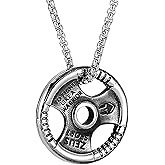 Novalune Dumbbell Necklace Fitness Gym, Weight Plate Barbell Pendant Stainless Steel Workout Necklace For Men Weight Plate Necklace for Savages and Rough Guys Sports Lifters Barbell Chain