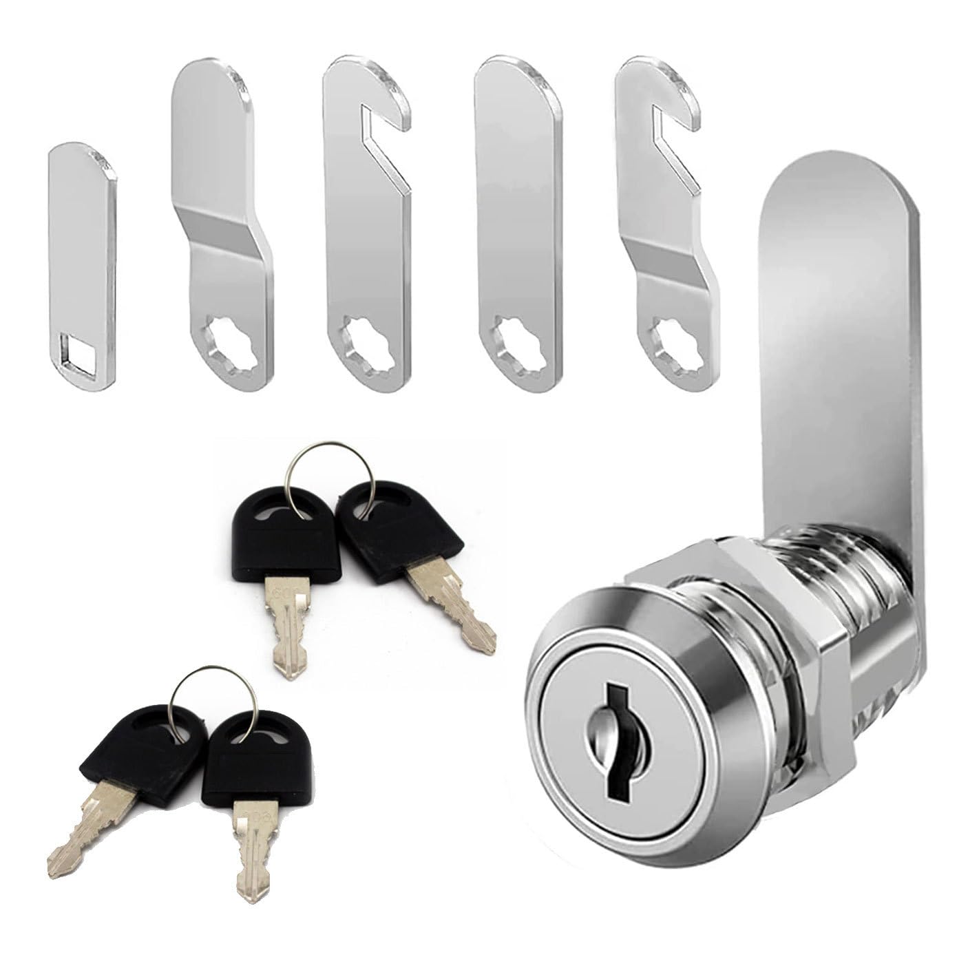 Ownkim Chrome-Plated Zinc Alloy Pin Tumbler Lock Set, 4 Keys, 5 Lock Plates, 16mm Cylinder, 18mm Diameter, Corrosion & Water Resistant, Ideal for Mailboxes, Cabinets, Drawers