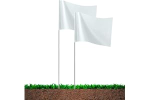 JIZHGRAD White Marking Flags, 15x4x5 Inch, 20 Pack Lawn Boundary Dog Training Survey Landscape Sprinkler Stake Garden Flags