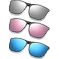 Frienda 3 Pair Oversize Polarized Clip-on Sunglasses Large Anti-glare TR90 Frame Flip up Driving Glasses for Women Men