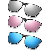Frienda 3 Pair Oversize Clip-on Sunglasses Large TR90 Frame Flip up Driving Glasses for Women Men