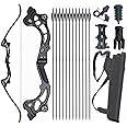 Monleap 64" Recurve Bow and Arrows Set for Adults Archery Takedown Bow Survival Bow Hunting Longbow Metal Riser Right Hand for Target Shooting Practice