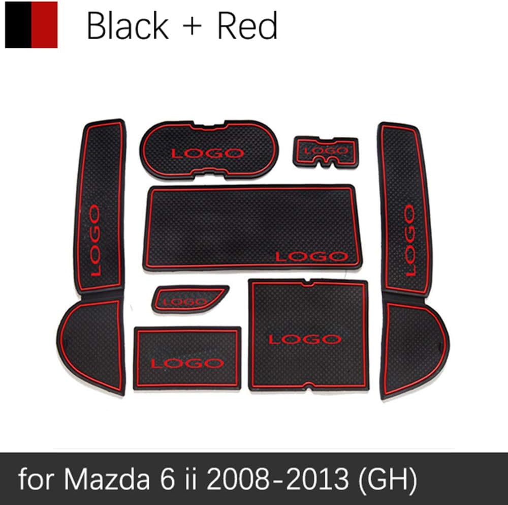 QSONGL Anti-Slip Rubber Gate Slot Cup Mat,For Mazda 6 GH 2008~2013 Coaster Cup Pad Accessories Car Stickers 2009 2010 2011 2012