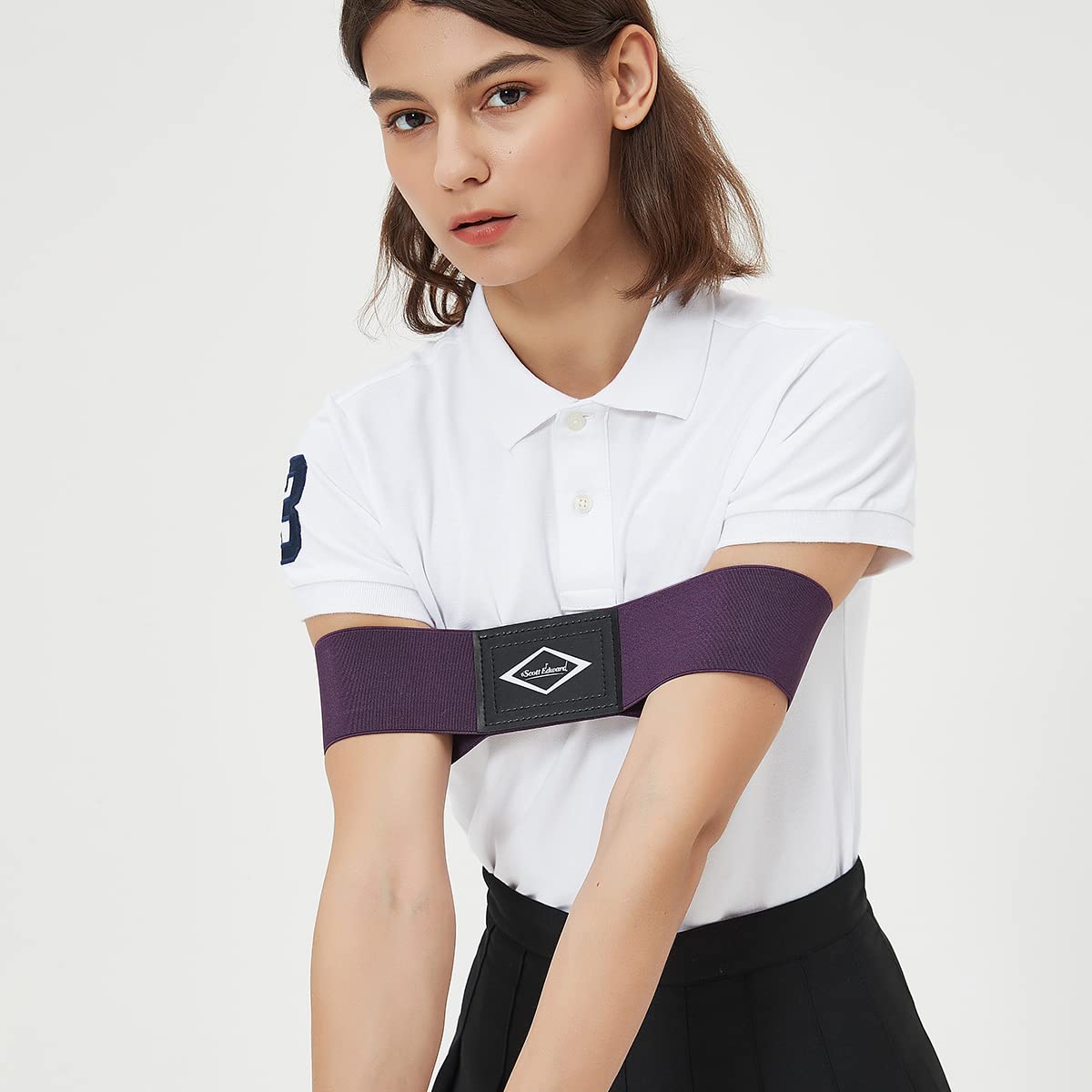 Scott Edward Pro Golf Swing Arm Band Training Aid Correct Training Swing Gesture Beginners Swing Alignment Practice Tool for Men Women Golf Beginners (Purple)