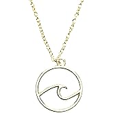 Gold wave charm necklace
