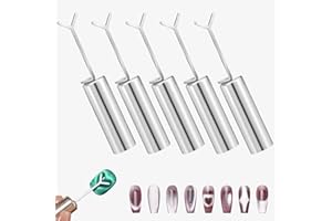 BOLANT 5 Pcs Heart Magnet for Cat Eye Gel Polish, Cat Eye Magnetic Nail Art Tool SetMagnet Sticks with Y-Shaped Guide for Nails, Magnetic Nail Art Tool for Stunning Cat Eye Effect, DIY Manicure Kit