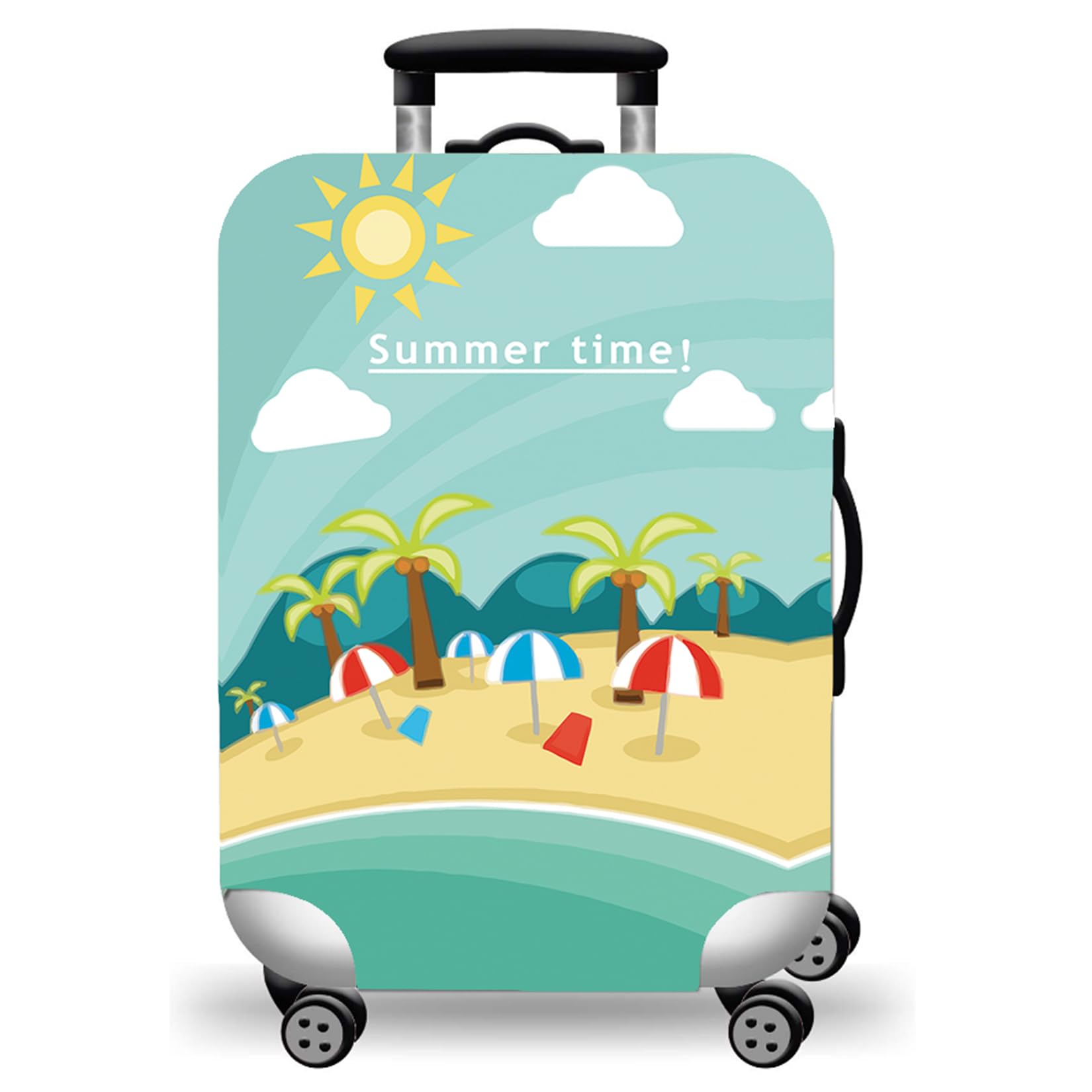 WUJIAONIAO Travel Luggage Cover Baggage Suitcase Cover Protector Skins 18-32 Inch, Beach, L (for 25--28 inch luggage), Fashion