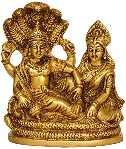 Buy Lord Vishnu and Goddess Lakshmi Seated on Sheshnag - Brass Statue ...