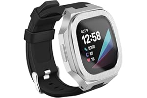 HUALIMEI Compatible with Fitbit Versa 3/4 Fitbit Sense/Sense 2 Bands with Case, Protective Rugged Cover + Glass Protector + Sport Strap for Fitbit Sense 2/Versa 3 4 Replacement Wristbands