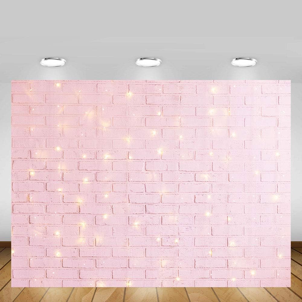 MEHOFOND 7x5ft Glitter Gold Retro Pink Brick Wall Birthday Party Decoration Pink Girl Baby Shower Wedding Party Decorations Photo Studio Background Banner Portrait Photography Backdrops Props - Image 3