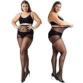 MANZI 4 Pairs Plus Size Pantyhose for Women 20 Denier Sheer Stocking