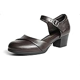 DREAM PAIRS Women's Dress Shoes Mary Janes Comfortable Low Block Heels Pumps Round Closed Toe Chunky Ankle Strap Shoes for Work Flight