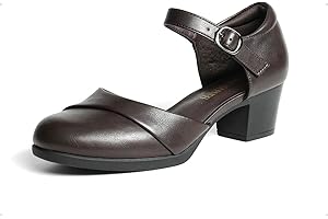 DREAM PAIRS Women's Dress Shoes Mary Janes Comfortable Low Block Heels Pumps Round Closed Toe Chunky Ankle Strap Shoes for Wo