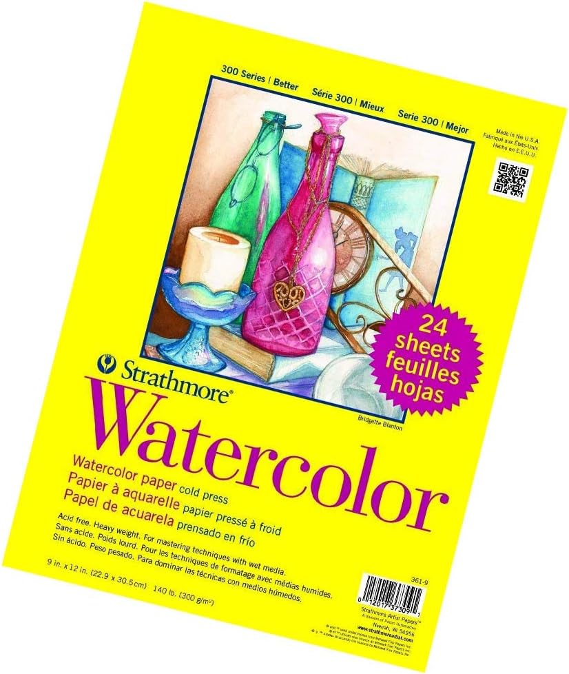 Strathmore Paper 300 Series Watercolor Class Pack, Cold Press, 1 Pack, Original Versio, 24 Sheets : Drawing Pads And Books : Office Products