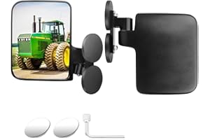 MKING Universal Tractor Mirror, Strong Magnetic Tractor Side Mirrors for Tractors, Forklifts, Lawn Movers, Lift Trucks, Golf Cart, Compatible with John Deere, Kubota, Installation-free, 2 Packs