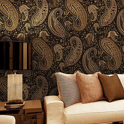 LEVINGER 3D Paisley Design Non Woven Removable Textured Wallpaper for Living rooms, Kids and Bedrooms Walls, 0.53m Wide by 10m Long