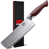 SHAN ZU 7 Inch Nakiri Knife, Japanese 10Cr15MoV High Carbon Stainless Steel Chopping Chef Knife, Professional Sharp Multipurpose Asian Kitchen Vegetable Cleaver Knife with Ergonomic Pakkawood Handle