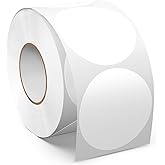 Meitaat 2 Inches White Circle Stickers Roll 500 PCS, Self-Adhesive Vinyl Round Color Coding Labels Writable Waterproof for Business Sale School Office Home