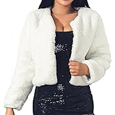 JEWEKY Faux Fur Coat Long Sleeve Shaggy Jacket Cropped Fluffy Coat Winter Warm Outwear Fur Jacket for Women