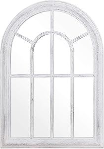 Rose Home Fashion RHF Mirror,Decorative Torched Wall Hanging Mirror,Rustic Wood Frame Arch Mirror, Boho Wall Decor, Farmhouse Decor, 20