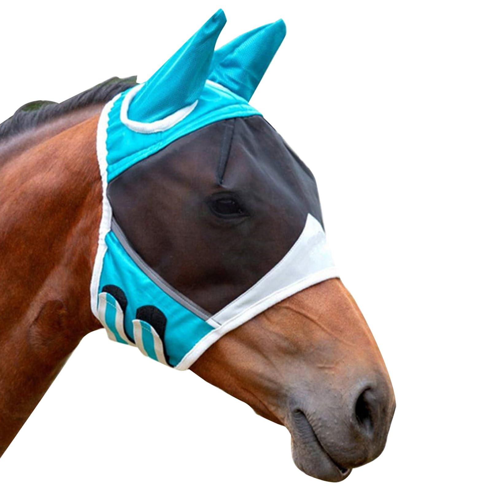 DKDDSSS Horse Fly Mask - Premium Shires Fly Mask for Horses, Full Coverage Fly Masks for Horses Protection - Blue