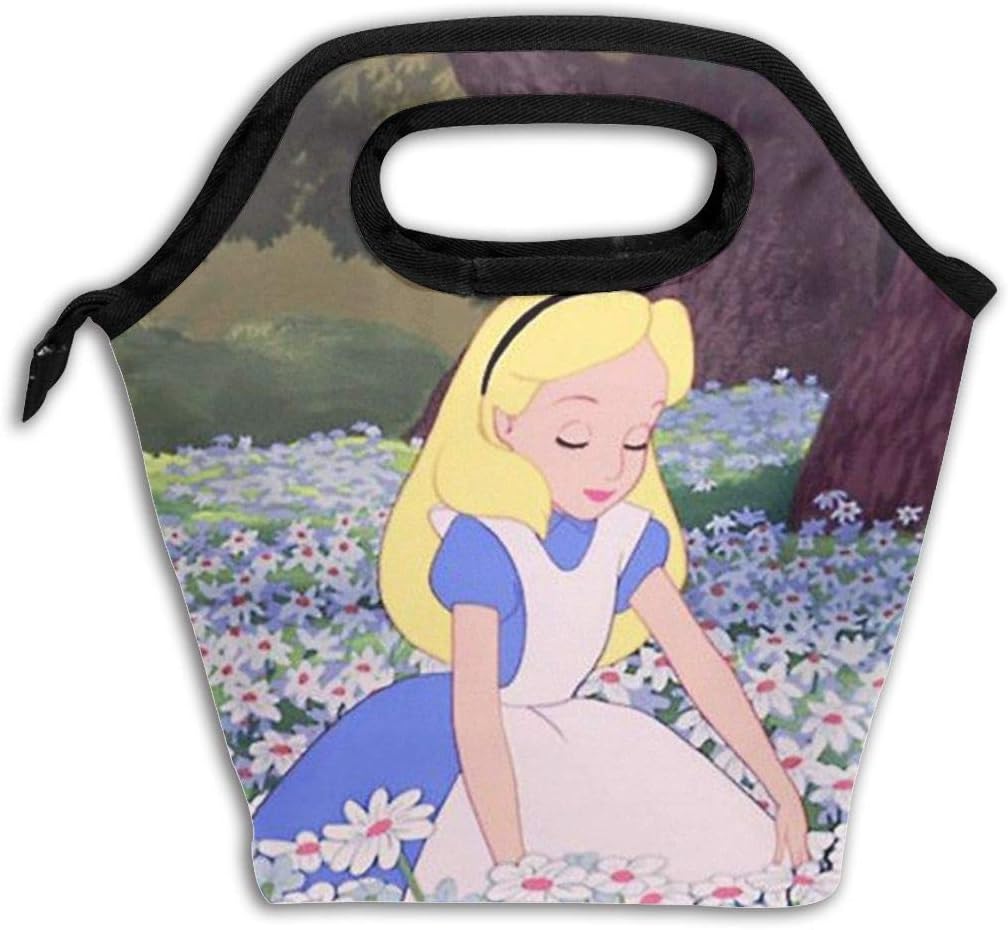 Xzcxyadd Large Size Alice in Wonderland Lunch Bag, Picnic Lunch Bag for Kids Insulated Lunch Bag Ice Lunch Box Containers for for Men, Women, Adults,School