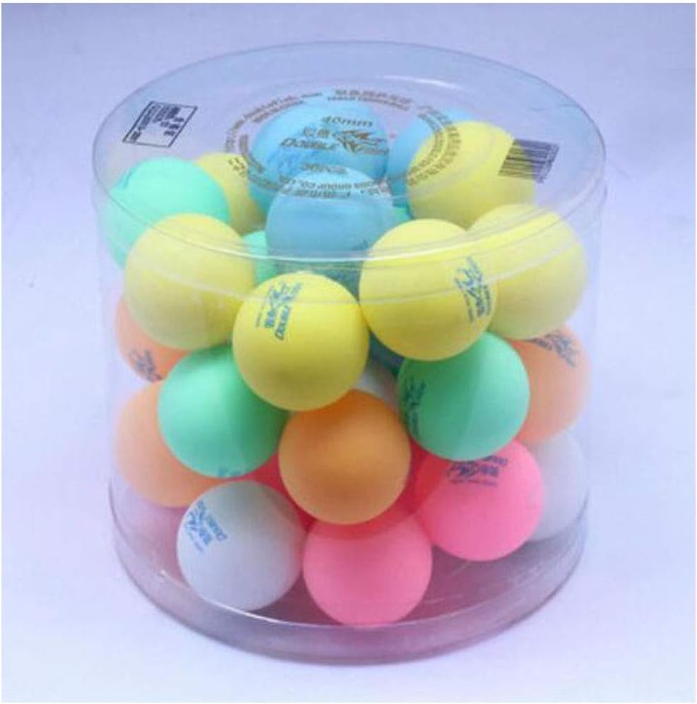 XIONGHAIZI Table Tennis Balls, 3 Stars New Material 40+ Color Ball Machine Training Ball Plastic Table Tennis Ball with Ball 36 Capsules/Barrel, White, Blue, Pink, Yellow, Green, Orange Sports and f