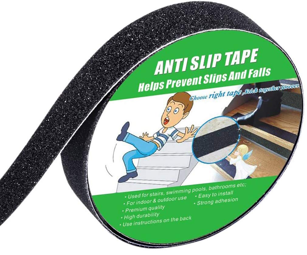 Anti Slip Tape, High Traction, Strong Grip Abrasive, Not Easy Leaving Adhesive Residue, Indoor & Outdoor (25MM Width x 5M Long, Black)