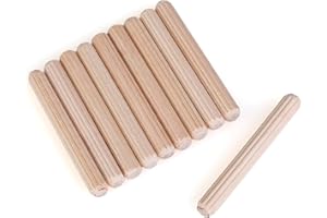 HIRTUOTTER 100 pcs 1/4" x 2" Wooden Dowel Pins, Hardwood, Kiln-Dried Fluted & Beveled Design for Easy Insertion for Woodworking, Furniture, Crafts & DIY Projects (M6 x 50)