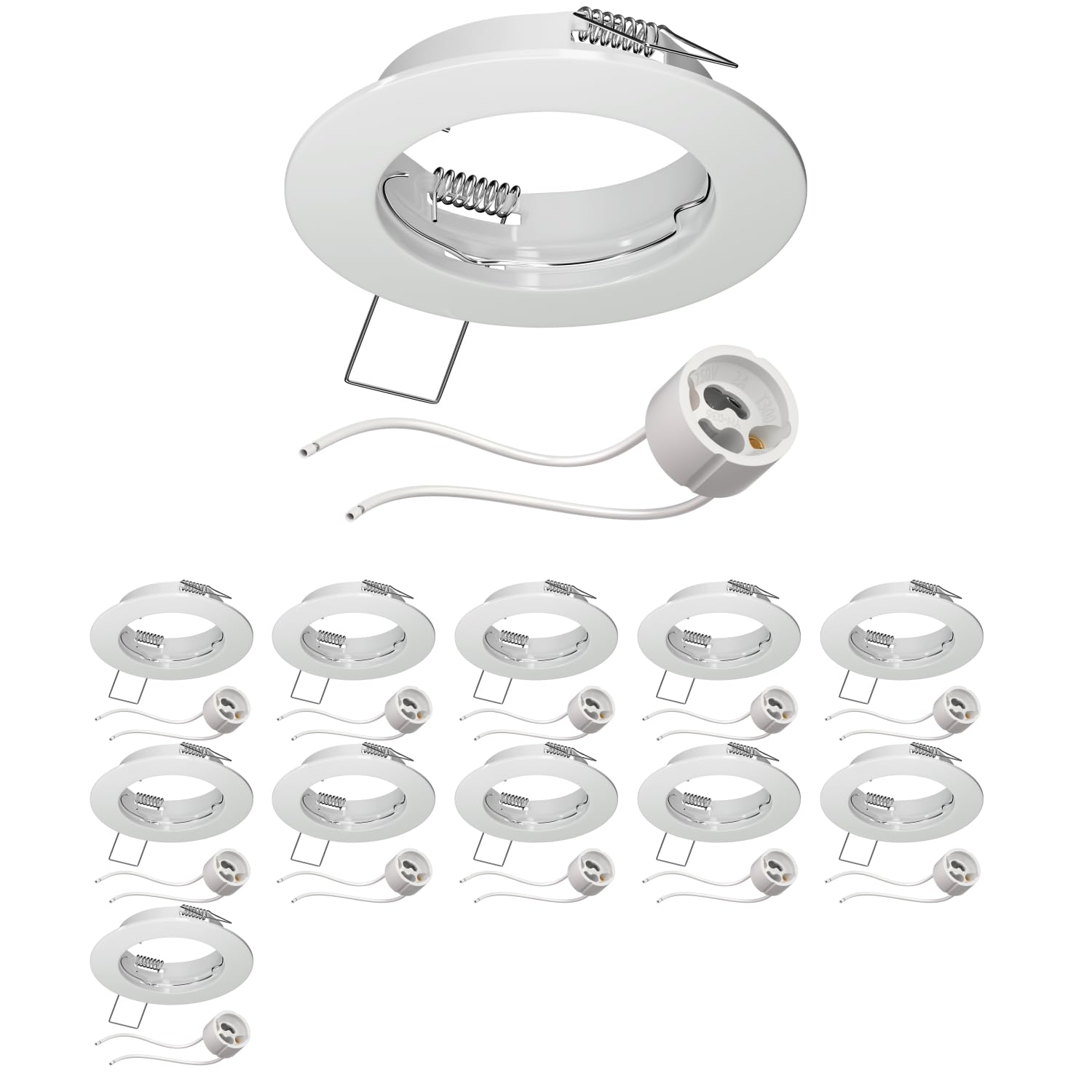 ledscom.de 12 pcs. recessed Ceiling Frame Fere, Round, White Glossy (GU10/MR16/GU5.3/50mm) incl. GU10 Socket